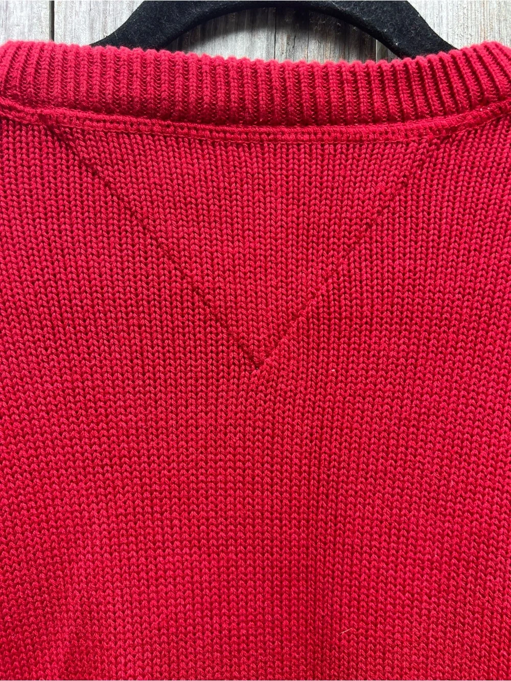 TOMMY HILFIGER Red Cotton Knit Crewneck Classic Sweater Mens Large